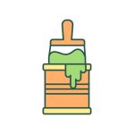 paintbrush-and-dye-rgb-color-icon-equipment-for-house-repairment-interior-improvement-paint-for-walls-water-based-latex-paint-isolated-illustration-simple-filled-line-drawing-vector